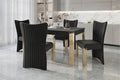 40-2034-5PC 5 pc Empire black finish wood 72" dining table set modern style gold finish legs