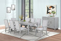 40-2442-7PC 7 pc Fiona mist light grey dining table with white marble border on top dining table set