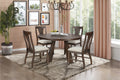 Chestnut Ridge Dark Brown Finish Wood 5-Piece 47" Round Dining Table Set with Fabric Seats & Trestle Base – 40-4124-RD-5PC