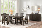 40-4212-7PC 7 pc Cityscape dark walnut finish wood dining table set fabric upholstered seats