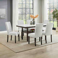 40-D422-7PC 7 pc Carissa espresso finish wood dining table set faux marble top