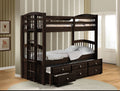 Acme 40000 Harriet bee stoughton micah espresso finish wood twin over twin bunk bed set trundle pull out with drawers