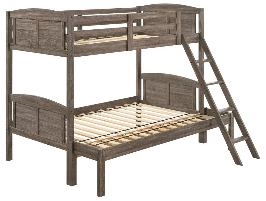 Coaster 400809 Harriet bee miles flynn weathered brown finish wood twin over full convertible bunk bed set