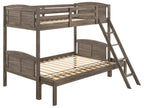 Coaster 400809 Harriet bee miles flynn weathered brown finish wood twin over full convertible bunk bed set