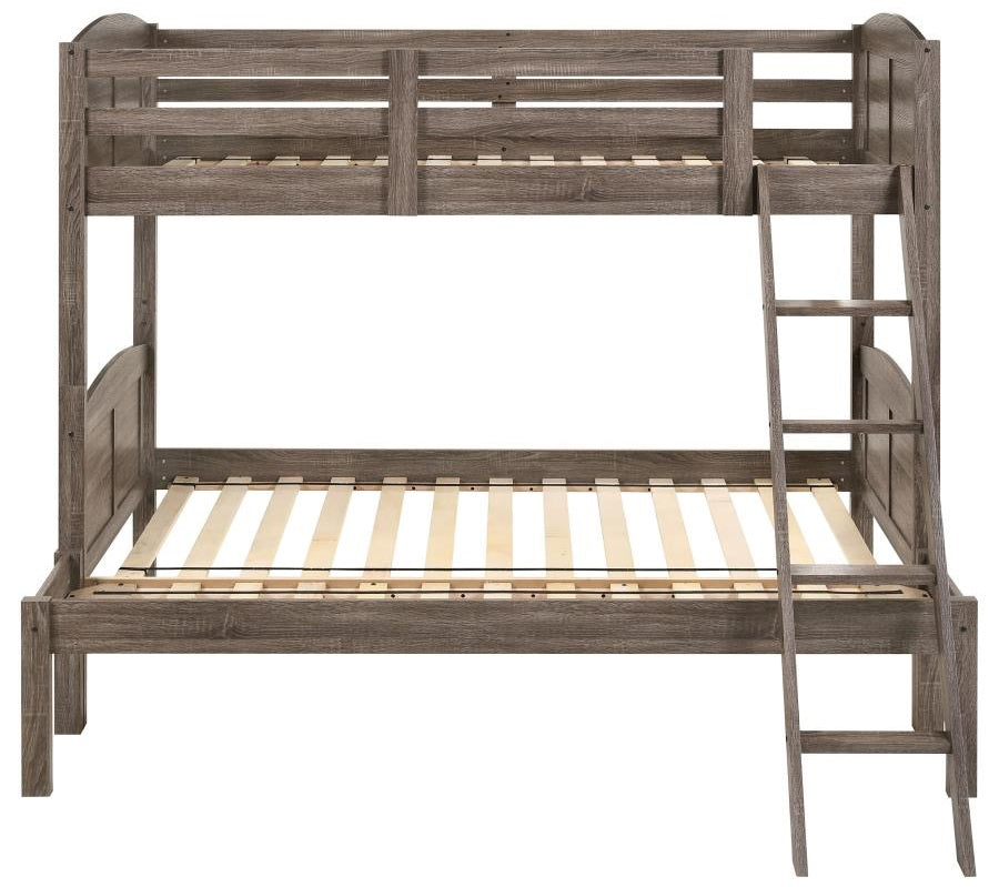 Coaster 400809 Harriet bee miles flynn weathered brown finish wood twin over full convertible bunk bed set