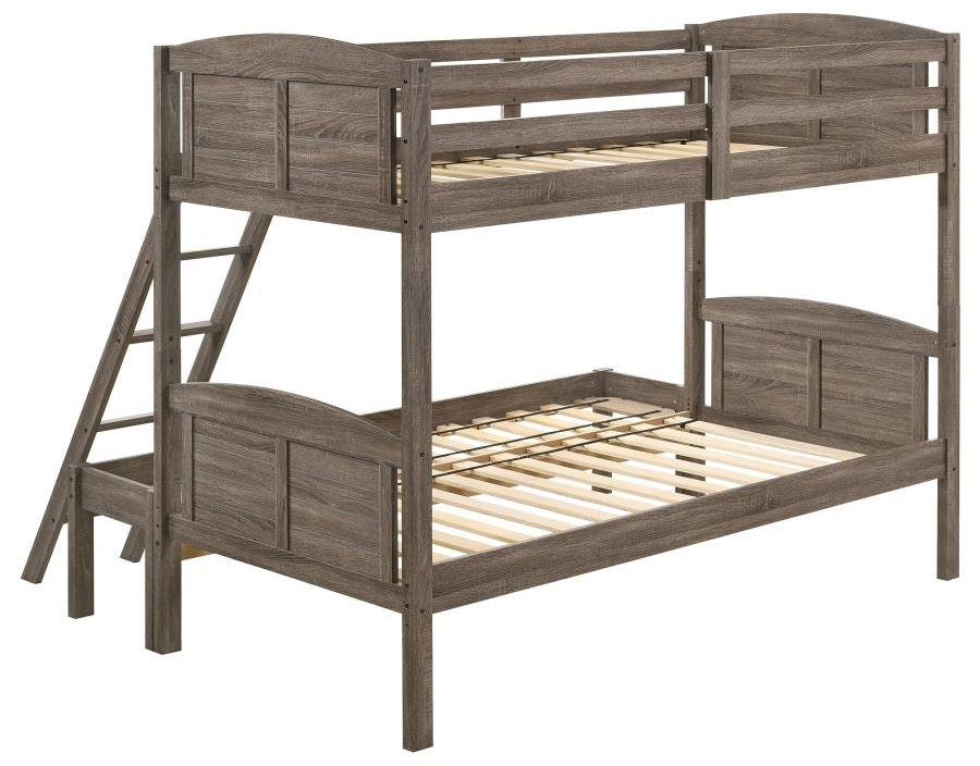 Coaster 400809 Harriet bee miles flynn weathered brown finish wood twin over full convertible bunk bed set