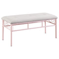 Coaster 401156 Massi pink metal frame and white fabric seat bedroom entry bench