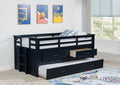 Coaster 401980T Carlsbad navy blue finish wood twin captains beds with trundle and storage drawers