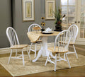 Coaster 4241 5 pc August grove fleury hesperia natural and white finish wood breakfast bistro drop leaf table set