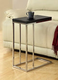 Popi Black Wood Top & Chrome Metal Frame Slide-Under Snack Side Table – 4283