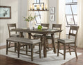 VH-4300-6PC 6 pc Hillcrest brown and grey wirebrush finish wood counter height dining table set