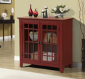 Asia Direct 4307-RED Andover mills phillips red finish wood hallway cabinet with glass front doors