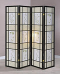 Coaster 4407 Charlton home reda 4 panel black wood frame and floral print panels room divider shoji screen