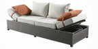 Acme 45015 Brayden studio braxten salena beige fabric and grey faux wicker patio lounge sofa with ottoman