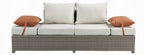 Acme 45015 Brayden studio braxten salena beige fabric and grey faux wicker patio lounge sofa with ottoman