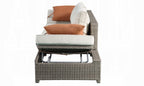 Acme 45015 Brayden studio braxten salena beige fabric and grey faux wicker patio lounge sofa with ottoman