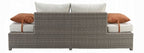 Acme 45015 Brayden studio braxten salena beige fabric and grey faux wicker patio lounge sofa with ottoman