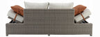 Acme 45015 Brayden studio braxten salena beige fabric and grey faux wicker patio lounge sofa with ottoman