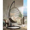 Acme 45082 Arlmont & Co. Shelteridge Vasant patio porch swing chair w/ stand fabric cushion wicker/rattan round frame