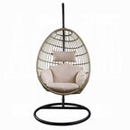 Acme 45082 Arlmont & Co. Shelteridge Vasant patio porch swing chair w/ stand fabric cushion wicker/rattan round frame