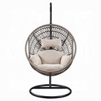 Acme 45088 Arlmont & Co. Shelteridge patio porch swing chair w/ stand fabric cushion wicker/rattan round frame