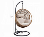 Acme 45088 Arlmont & Co. Shelteridge patio porch swing chair w/ stand fabric cushion wicker/rattan round frame