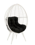 Acme 45109 Bayou breeze leonard galzed teadrop patio chair black fabric white wicker/rattan