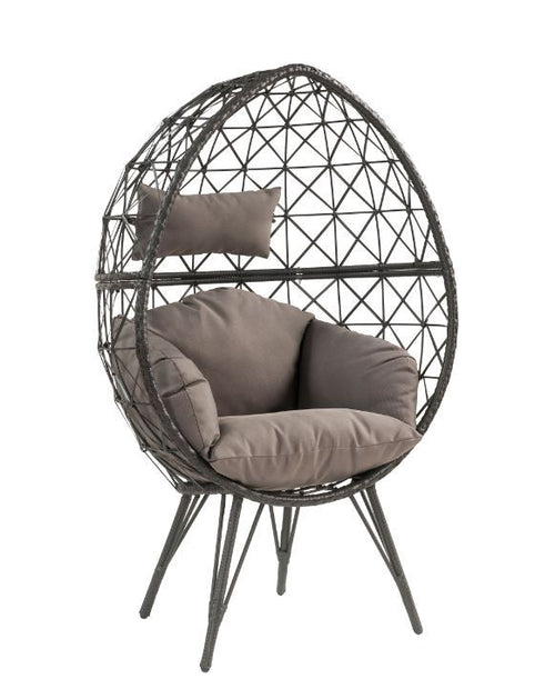 Acme 45111 Dakota fields aeven teadrop patio chair grey fabric gray wicker/rattan