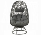 Acme 45113 Dakota fields hikre teadrop patio charcoal fabric black wicker/rattan lounge chair and side table