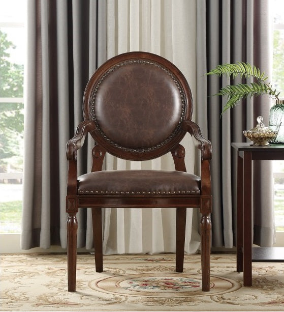 Homelegance 4524DBR Aldermont dark brown faux leather dark brown finish wood classic back accent chair