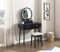 Homelegance 4565BK 3 pc Camilla black finish wood bedroom make up vanity desk set LED lighted mirror