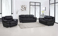 Global United 4572BK-2PC 2 pc Latitude run huckleberry modern style black genuine leather sofa and love seat set