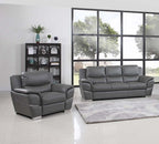 Global United 4572GR-2PC 2 pc Latitude run huckleberry modern style grey genuine leather sofa and love seat set