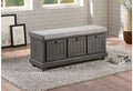 Homelegance 4586DG Woodwell distressed dark grey finish wood grey fabric padded top flip top storage bedroom entry bench