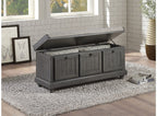 Homelegance 4586DG Woodwell distressed dark grey finish wood grey fabric padded top flip top storage bedroom entry bench
