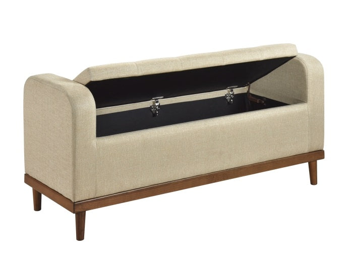 Homelegance 4590BR Brigitte light brown textured fabric padded top flip top storage bedroom entry bench