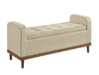 Homelegance 4590BR Brigitte light brown textured fabric padded top flip top storage bedroom entry bench