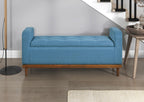 Homelegance 4590BU Brigitte blue textured fabric padded top flip top storage bedroom entry bench