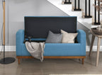 Homelegance 4590BU Brigitte blue textured fabric padded top flip top storage bedroom entry bench