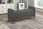 Homelegance 4590DG Brigitte dark grey textured fabric padded top flip top storage bedroom entry bench