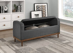 Homelegance 4590DG Brigitte dark grey textured fabric padded top flip top storage bedroom entry bench