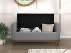 Homelegance 4590GY Brigitte grey textured fabric padded top flip top storage bedroom entry bench