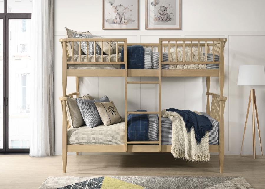 Abram Windsor Almond Twin Over Twin Convertible Wood Bunk Bed – 460061T