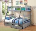 Coaster 460182 Viv & Rae rafael grey finish wood twin over full bunk bed set with storage drawers