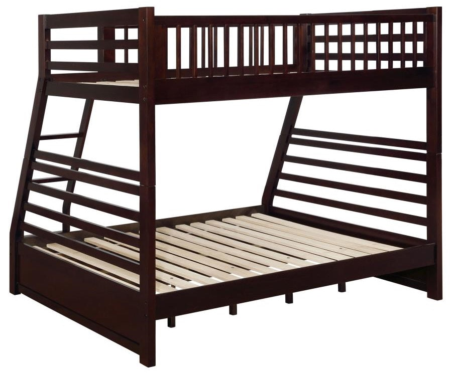 Coaster 460184 Harriet bee longville espresso finish wood twin over full bunk bed set with storage drawers
