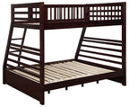 Coaster 460184 Harriet bee longville espresso finish wood twin over full bunk bed set with storage drawers