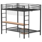 Coaster 460209BLK Campus matte black finish metal full over twin bunk bed set workstation desk and shelves