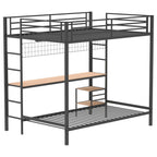Coaster 460209BLK Campus matte black finish metal full over twin bunk bed set workstation desk and shelves