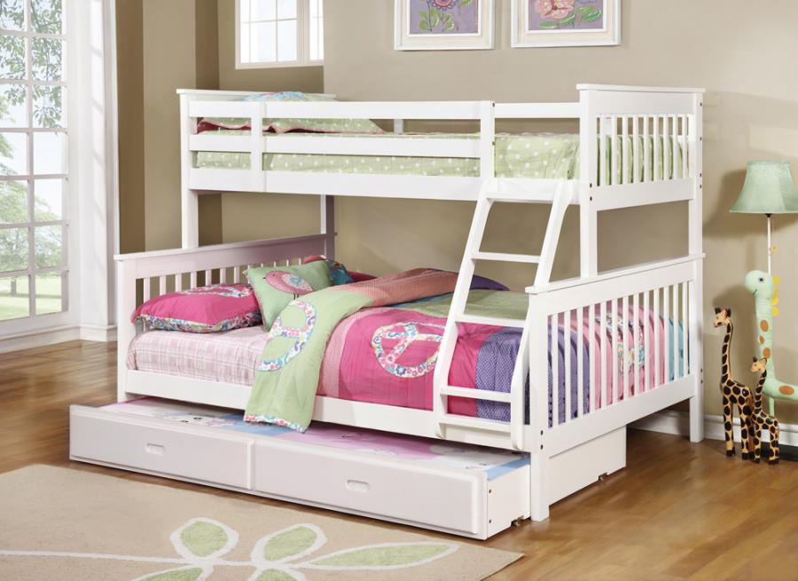 Coaster 460260 Harriet bee chapman white finish wood Twin over full bunk bed set