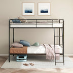 Carson Twin Over Twin Metal Bunk Bed with Front Ladder – Glossy Black | Coaster - 460334BLK